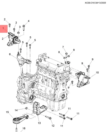 КРОНШТЕЙН ДВИГАТЕЛЯ (GENERAL MOTORS) 95969583 GM