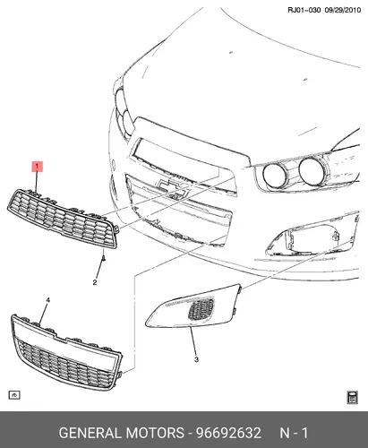 Решетка радиатора GM 96692632