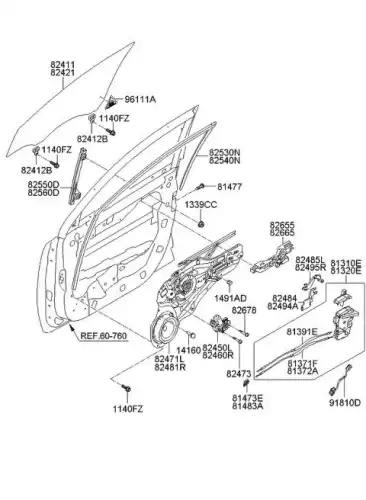 СТЕКЛО ДВЕРИ 824113W000 HYUNDAI