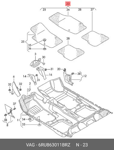 Коврики в салон VAG 6RU863011 BRZ