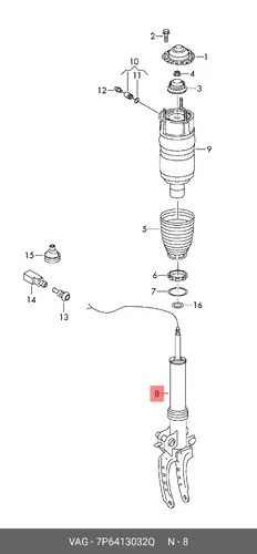 АМОРТИЗАТОР, ГАЗОНАПОЛНЕННЫЙ 7P6413032Q VAG