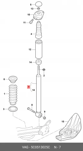 5C0513025C АМОРТИЗАТОР, ГАЗОНАПОЛНЕННЫЙ VAG