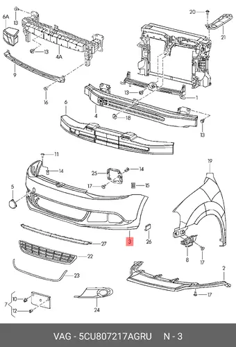 БАМПЕР JETTA 5CU807217A GRU VAG