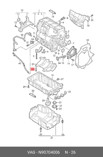 болт M7x55!\ Audi A4 8EC/8ED N 90704006 VAG