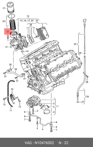  ВИНТ М8Х58, N 10476002 VAG