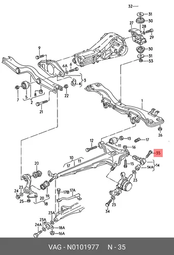 N 0101977 Болт, шестигранный VAG