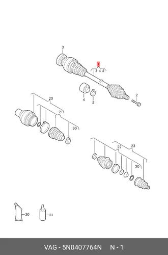 ПРИВОД 5N0407764N VAG