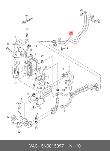  (8 гр.), (VW), Водяная тр 5N0815097 VAG