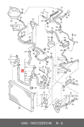 1K0122051HK VAG ШЛАНГ ОЖ