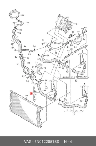 (AUDI), ВОДЯНОЙ ШЛ 5N0122051BD VAG