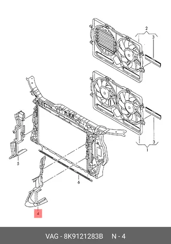  (AUDI), ВОЗДУХОВОД 8K9121283B VAG