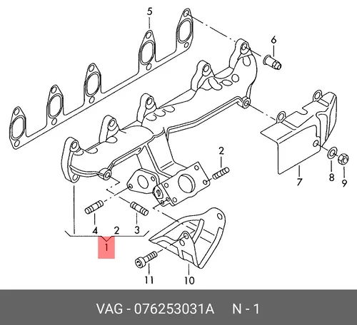 Коллектор выпускной VAG 076253031A