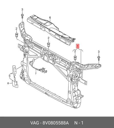  (AUDI), ПАНЕЛЬ КРЕПЛЕНИЯ РАДИАТОРА 8V0805588A VAG