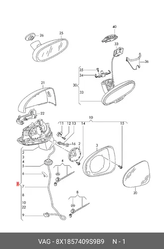Держатель зеркала с 8X1857409S 9B9 VAG