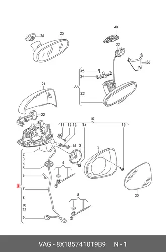 Держатель зеркала с 8X1857410T 9B9 VAG