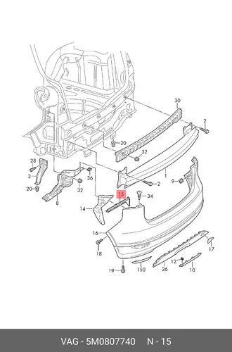  (8 ГР.), (VW), ДЕТАЛИ КРЕПЕЖНЫЕ 5M0807740 VAG