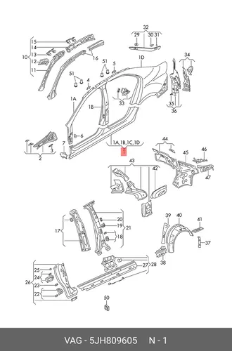  БОКОВИНА ЛЕВАЯ RAPID 5JH809605 VAG