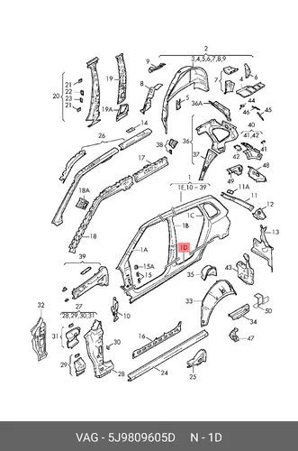  ДЕТАЛЬ БОКОВАЯ 5J9809605D VAG