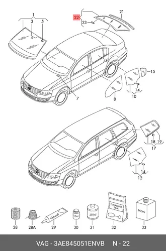 Заднее стекло 3AE845051E NVB VAG
