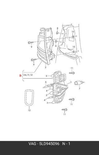 Фонарь задний VAG 5LD945096