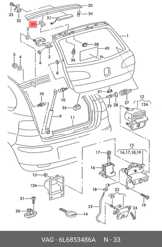  6L6853486A ЗАЖИМ ФИКСАТОРА VAG