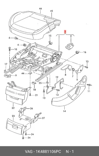 Каркас сиденья 1K4881106PC VAG