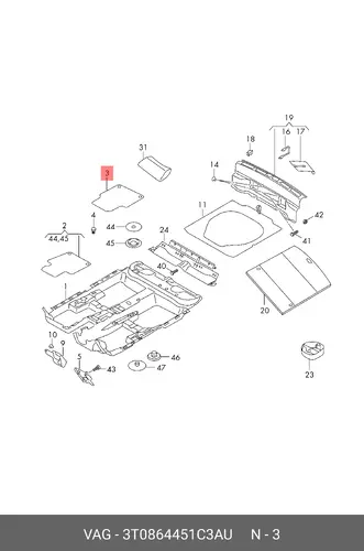 Коврики в салон VAG 3T0864451C 3AU