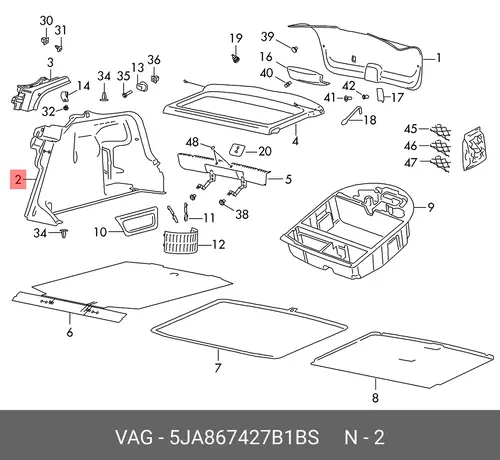 Коврик в багажник VAG 5JA867427B 1BS