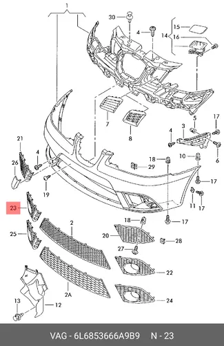 (SEAT), КОЖУХ 6L6853666A 9B9 VAG