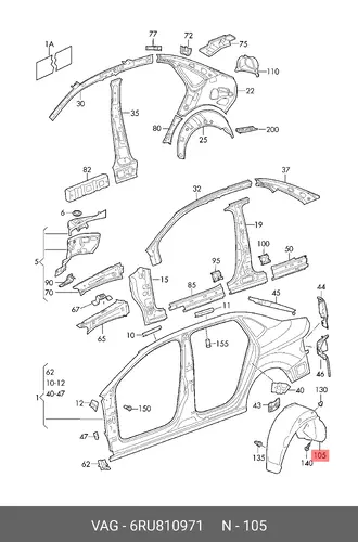 Подкрылок VAG 6RU810971