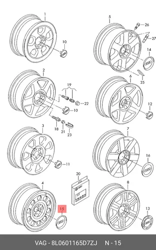 Колпак kолеса 8L0601165D 7ZJ VAG