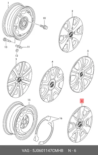  КОЛПАК ДИСКА 5J0601147C MHB VAG