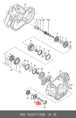 Кольцо, внутреннее 02U311122B VAG