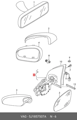 (SKODA), КОРПУС ЗЕРКАЛА 5J1857507A VAG
