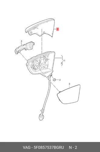 Корпус зеркала 5F0857537B GRU VAG