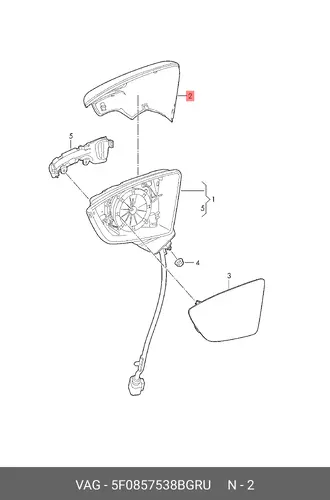 (SEAT), КОРПУС ЗЕРКАЛА 5F0857538B GRU VAG