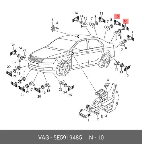  5E5919485 КРОНШТЕЙН ДАТЧИКА ЦЕНТР ВНУТР VAG