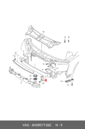  (8 ГР.), (AUDI), КРОНШТЕЙН ОБЛИЦОВКИ 4H0807136E VAG