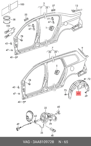 Подкрылок VAG 3AA810972B
