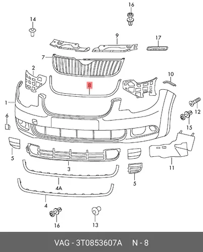 Решетка радиатора VAG 3T0853607A