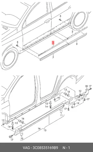 МОЛДИНГ ДВЕРИ 3C0853516 9B9 VAG