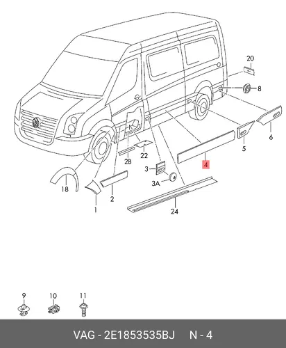 МОЛДИНГ БОКОВИНЫ 2E1853535BJ VAG