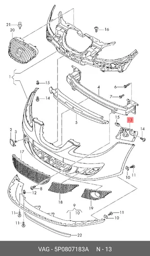  (SEAT), НАПРАВЛЯЮЩАЯ БАМПЕРА 5P0807183A VAG