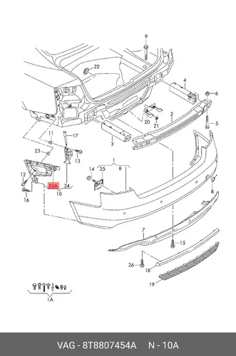  (8 ГР.), (AUDI), НАПРАВЛЯЮЩ 8T8807454A VAG