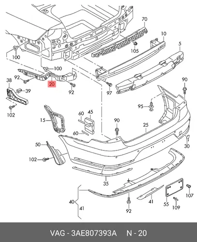  3AE807393A НАПРАВЛЯЮЩИЙ ПРОФИЛЬ VAG