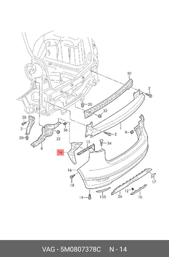  (8 ГР.), (VW), НАПРАВЛЯЮЩИЙ ЭЛЕМЕНТ 5M0807378C VAG