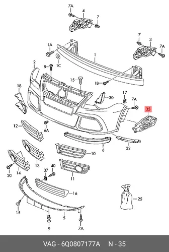  (8 гр.), (VW), Направляющий элемент 6Q0807177A VAG