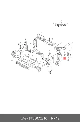  (8 гр.), (AUDI), Направляющий элемент 8T0807284C VAG