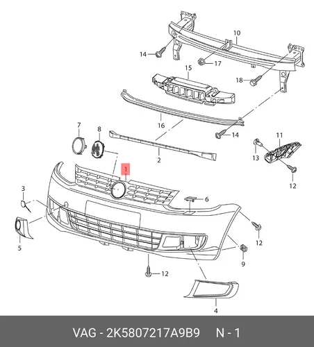 Облицовка 2K5807217A 9B9 VAG