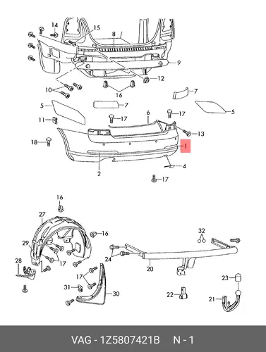 Облицовка бампера 1Z5807421B VAG